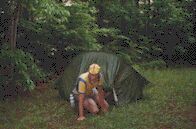 Crawling out of the tent